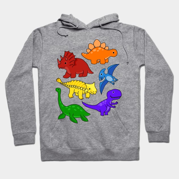 Rainbow Dinosaurs Hoodie by Slightly Unhinged